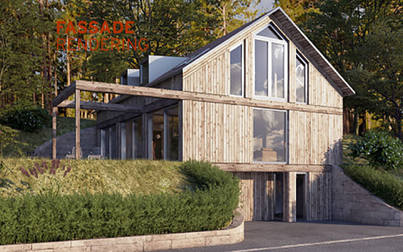 Grundstück für Einfamilienhaus (EFH) in Andechs – Rendering Fassade