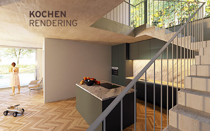 Grundstück für Einfamilienhaus (EFH) in Andechs – Rendering Kochen