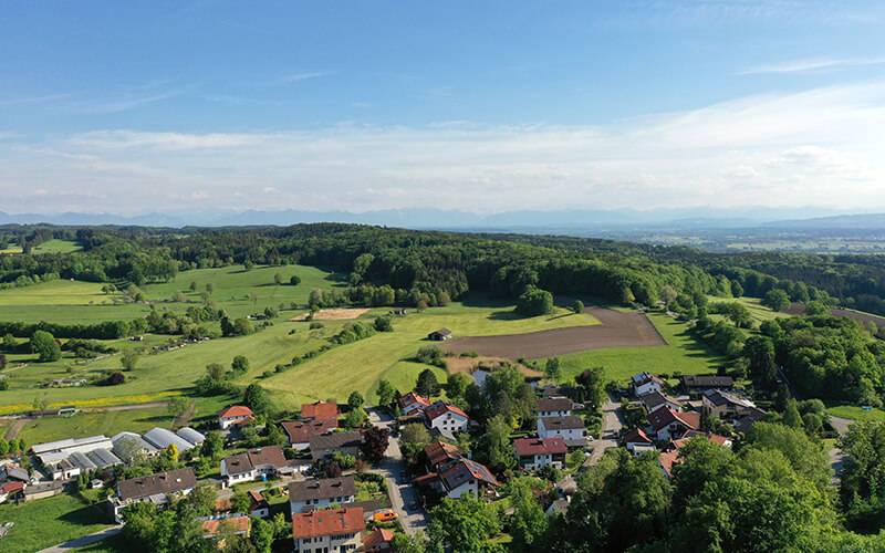 Grundstück am Hang für Einfamilienhaus (EFH) in Andechs: Aussicht